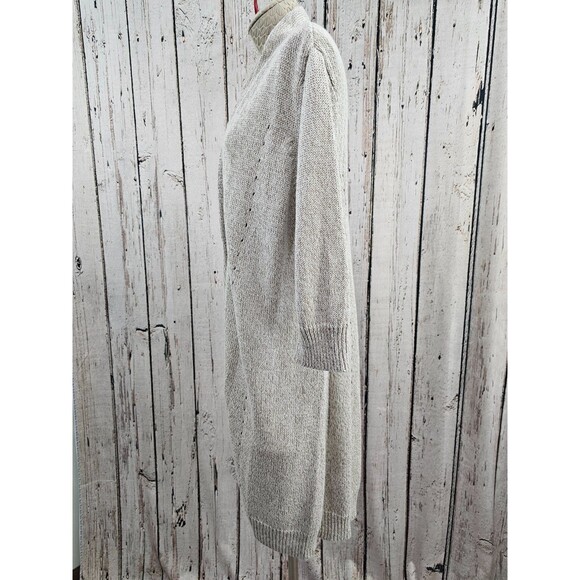 LM Women's M Magaschoni Knit Duster Length Button Front Cardigan Sweater Sparkly - Picture 7 of 10